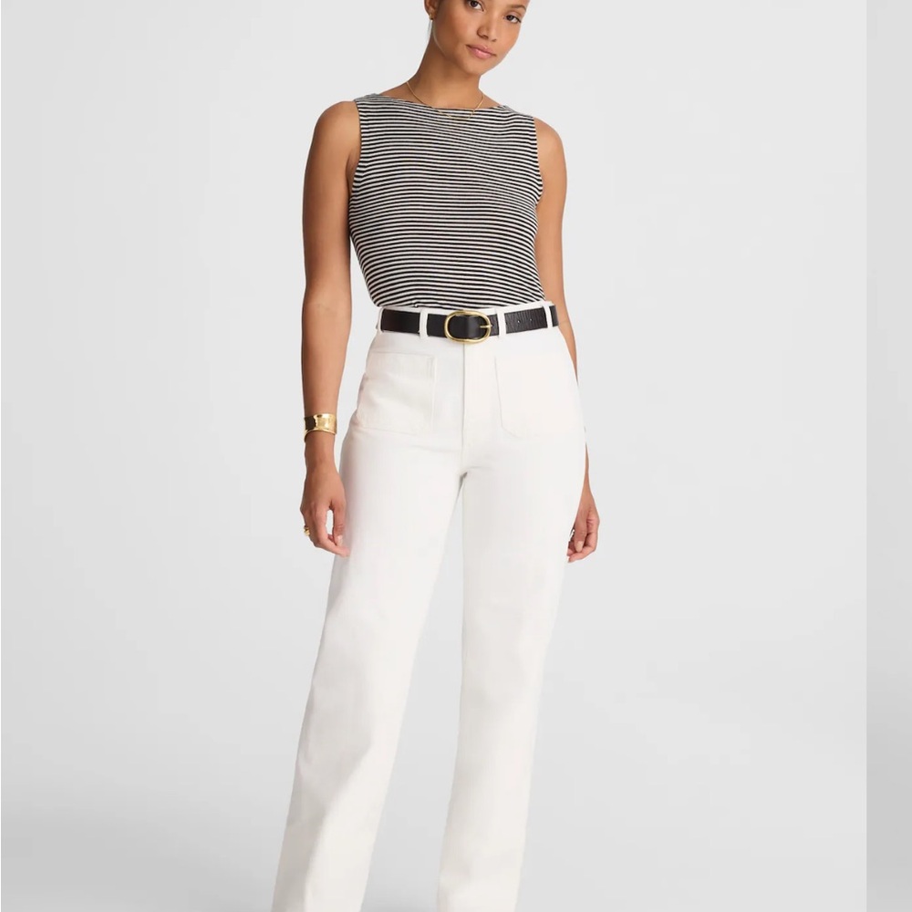 Madewell the Curvy Cleo straight white jean